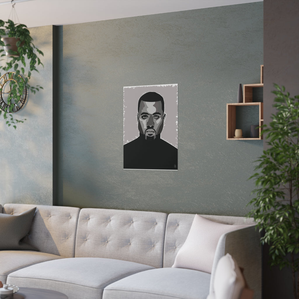 Visionary Icon Poster - Kanye-Inspired Monochrome Art